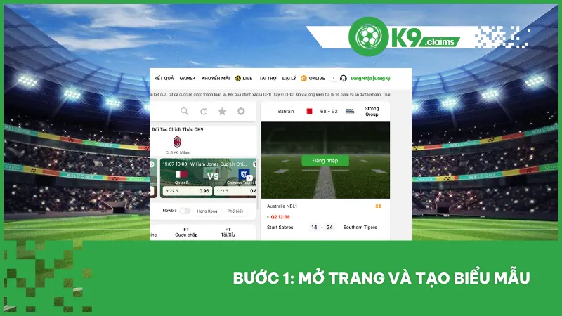 Tạo tài khoản OK9 qua bước đầu tiên là truy cập trang chủ và điền biểu mẫu đăng ký