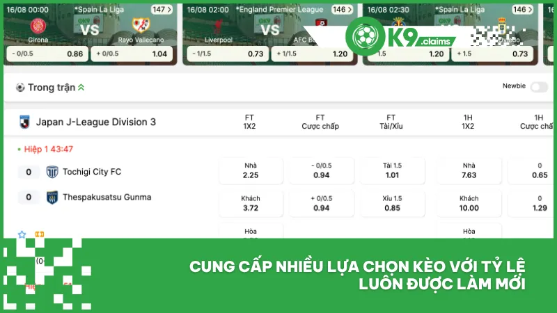 OK9 - Link truy cập Trang thể thao uy tín 2025 19 OK9 cung cấp nhiều lựa chọn kèo với tỷ lệ cược cập nhật liên tục