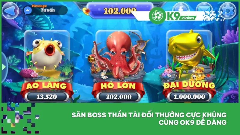Bắn cá thần tài ok9 - Game săn boss, trúng thưởng lớn 2 Săn boss thần tài đổi thưởng cực khủng cùng ok9 dễ dàng