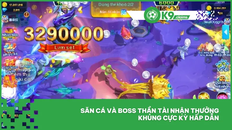 Bắn cá thần tài ok9 - Game săn boss, trúng thưởng lớn 3 Săn cá và boss thần tài nhận thưởng khủng cực kỳ hấp dẫn